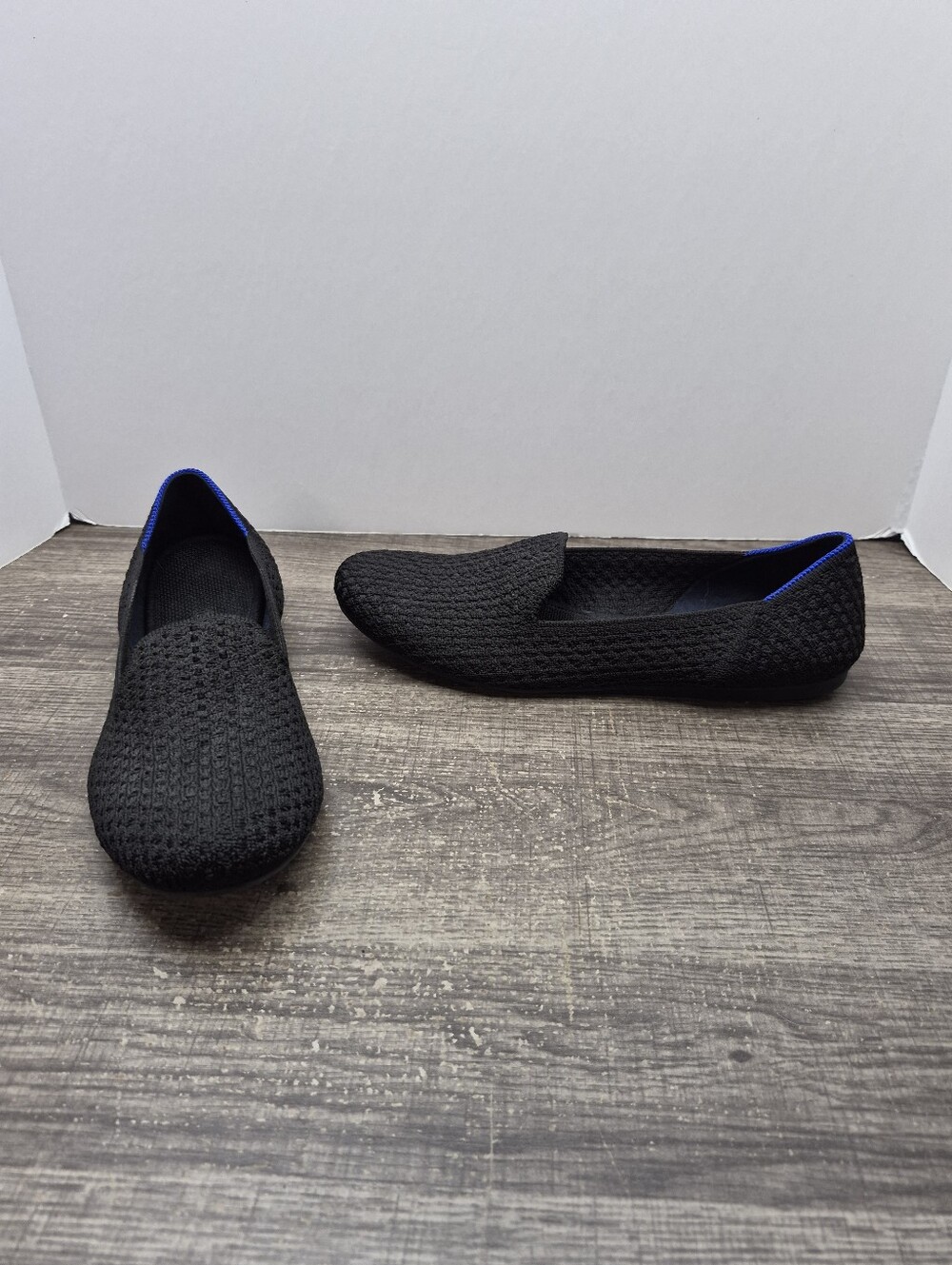 Rothy's The Flat Black Honeycomb Knit Fabric Round Toe Ballet Flats Womens 7.5 #